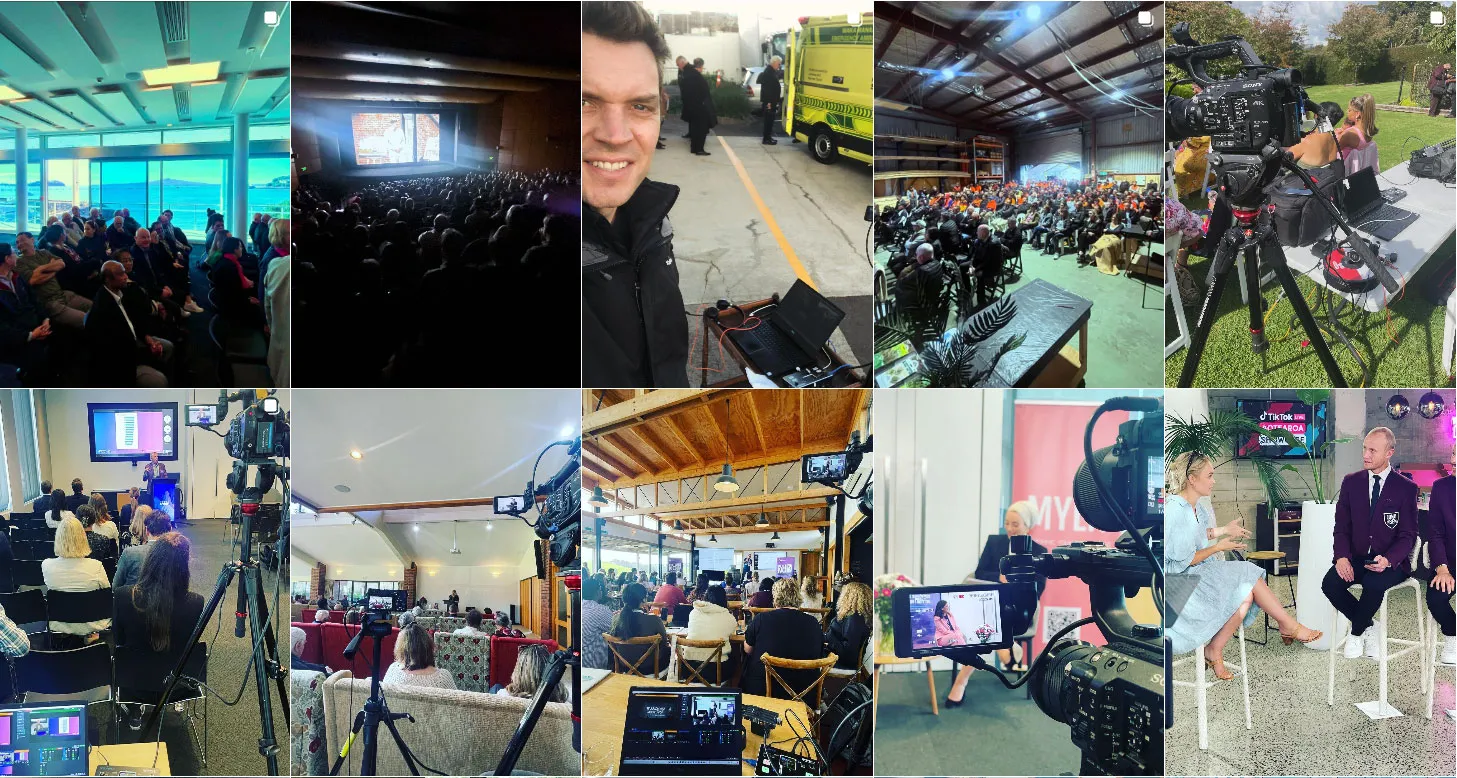 The Video Events team setting up professional live streaming equipment on location